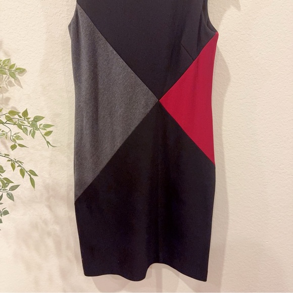 Tahari Black Color Block Sleeveless Short Sheath Dress Preowned Size 6 - Picture 4 of 7